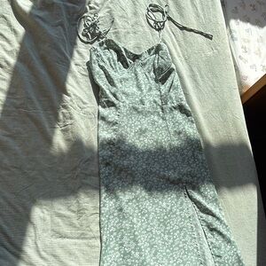 Floral Green Dress with Spaghetti Straps